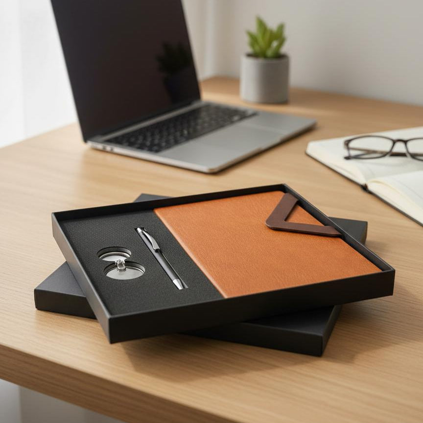 Book, Pen & Key Chain Box - Black