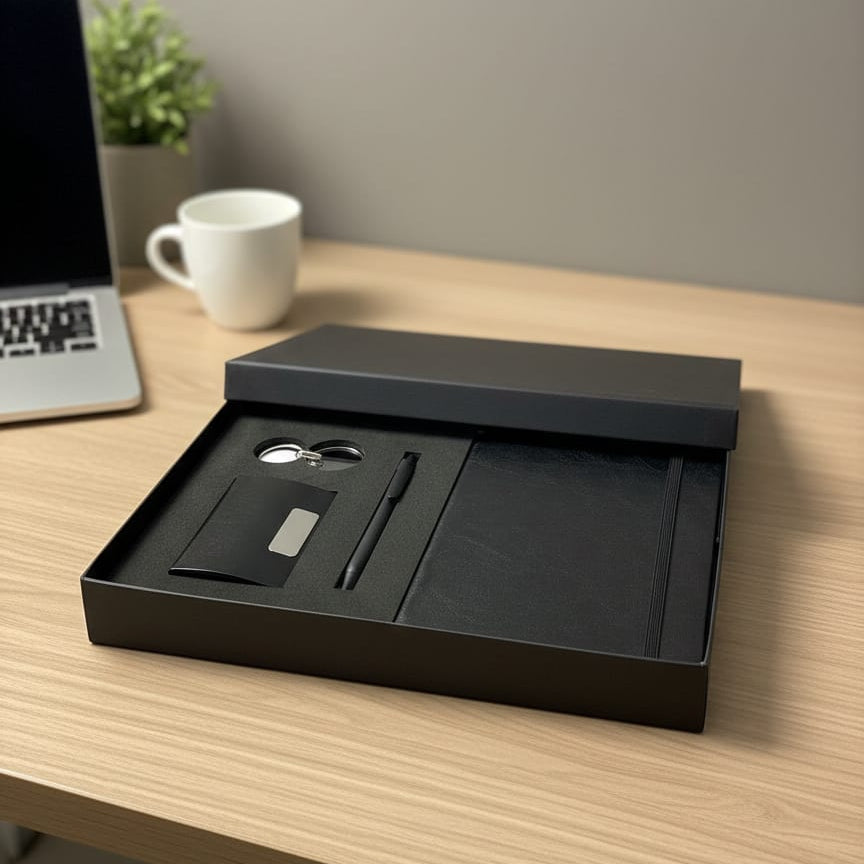 4 in 1 - Book | Pen | Key Chain | Card Holder - Black